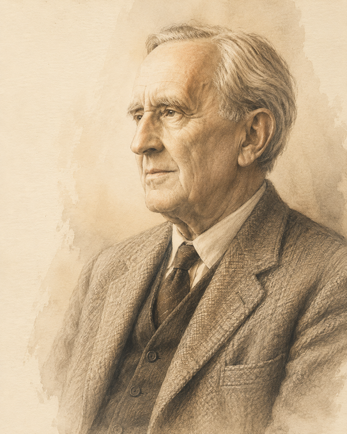 Retrato ilustrado de J. R. R. Tolkien